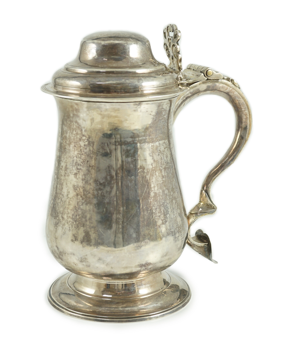 A George III silver tankard, with whistle? handle, by John King